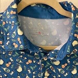 Southern Tide Teal Blue Margarita Novelty Polo